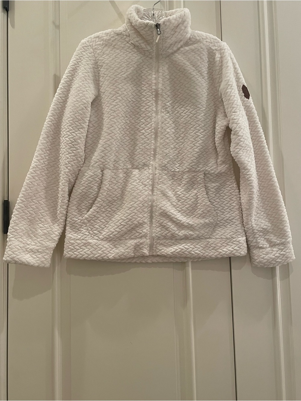 Soft White Zip-Up Fleece Jacket